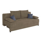 BANK MET BEDFUNCTIE, bruin textiel, houten materiaal thumbnail 2