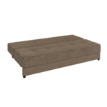 BANK MET BEDFUNCTIE, bruin textiel, houten materiaal thumbnail 3