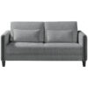 BANK MET BEDFUNCTIE, grijs, zwart hout, textiel