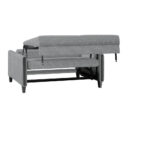 BANK MET BEDFUNCTIE, grijs, zwart hout, textiel thumbnail 6