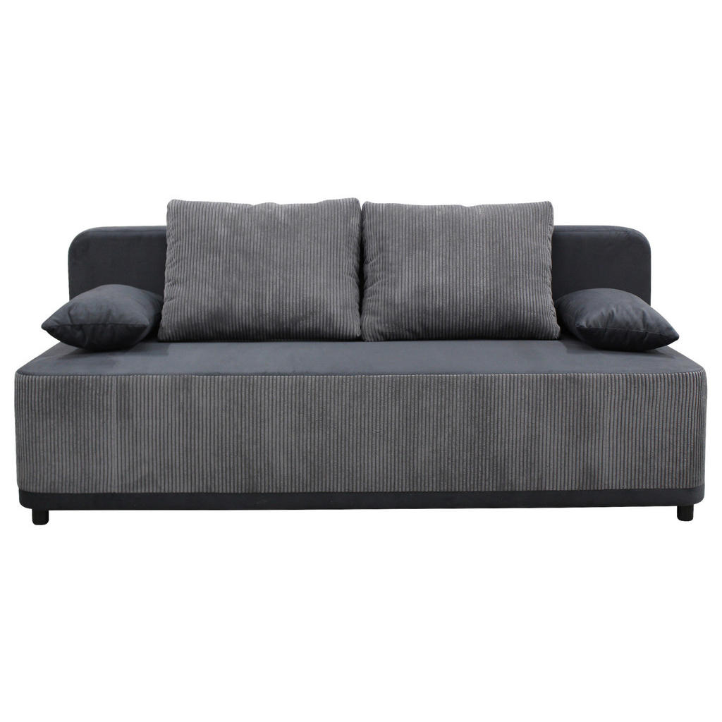 BANK MET BEDFUNCTIE, grijs textiel