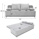BANK MET BEDFUNCTIE, grijs textiel thumbnail 3