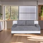 BANK MET BEDFUNCTIE, grijs, wit textiel, houten materiaal thumbnail 7