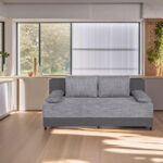 BANK MET BEDFUNCTIE, grijs textiel, houten materiaal thumbnail 4