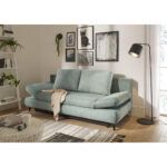BANK MET BEDFUNCTIE, grijsblauw textiel, materiaal hout thumbnail 2
