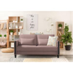 BANK MET BEDFUNCTIE, zwart, antiekroze hout, textiel thumbnail 2