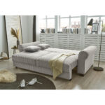 BANK MET BEDFUNCTIE, lichtgrijs textiel thumbnail 4