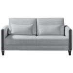 BANK MET BEDFUNCTIE, zwart, lichtgrijs hout, textiel thumbnail 1