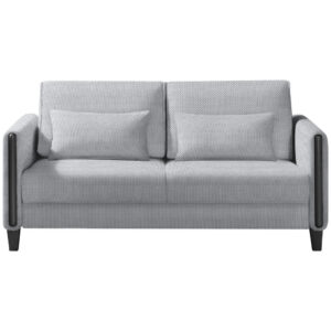 BANK MET BEDFUNCTIE, zwart, lichtgrijs hout, textiel