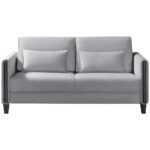 BANK MET BEDFUNCTIE, zwart, lichtgrijs hout, textiel thumbnail 1
