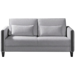 BANK MET BEDFUNCTIE, zwart, lichtgrijs hout, textiel