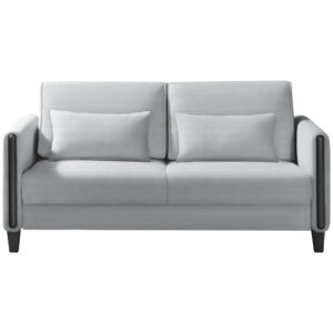 BANK MET BEDFUNCTIE, zwart, lichtgrijs hout, textiel