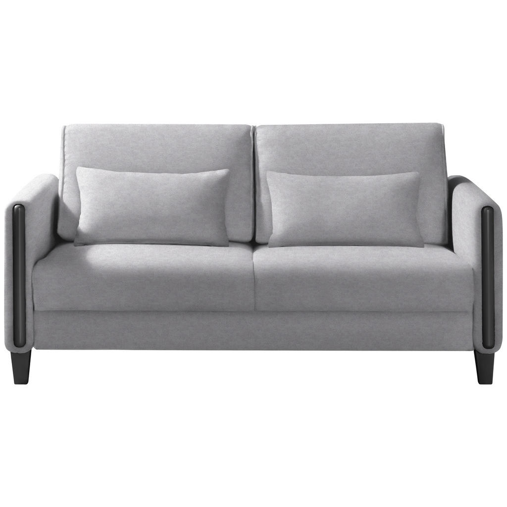 BANK MET BEDFUNCTIE, zwart, lichtgrijs hout, textiel