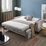 BANK MET BEDFUNCTIE, lichtgrijs textiel thumbnail 4