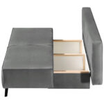 BANK MET BEDFUNCTIE, lichtgrijs textiel thumbnail 4