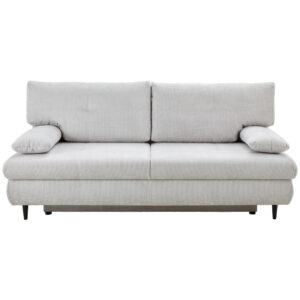 BANK MET BEDFUNCTIE, lichtgrijs textiel