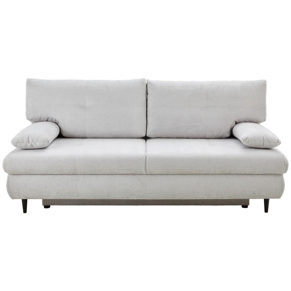 BANK MET BEDFUNCTIE, lichtgrijs textiel
