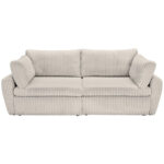 BANK MET BEDFUNCTIE, lichtgrijs textiel thumbnail 1