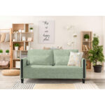 BANK MET BEDFUNCTIE, zwart, lichtgroen hout, textiel thumbnail 2