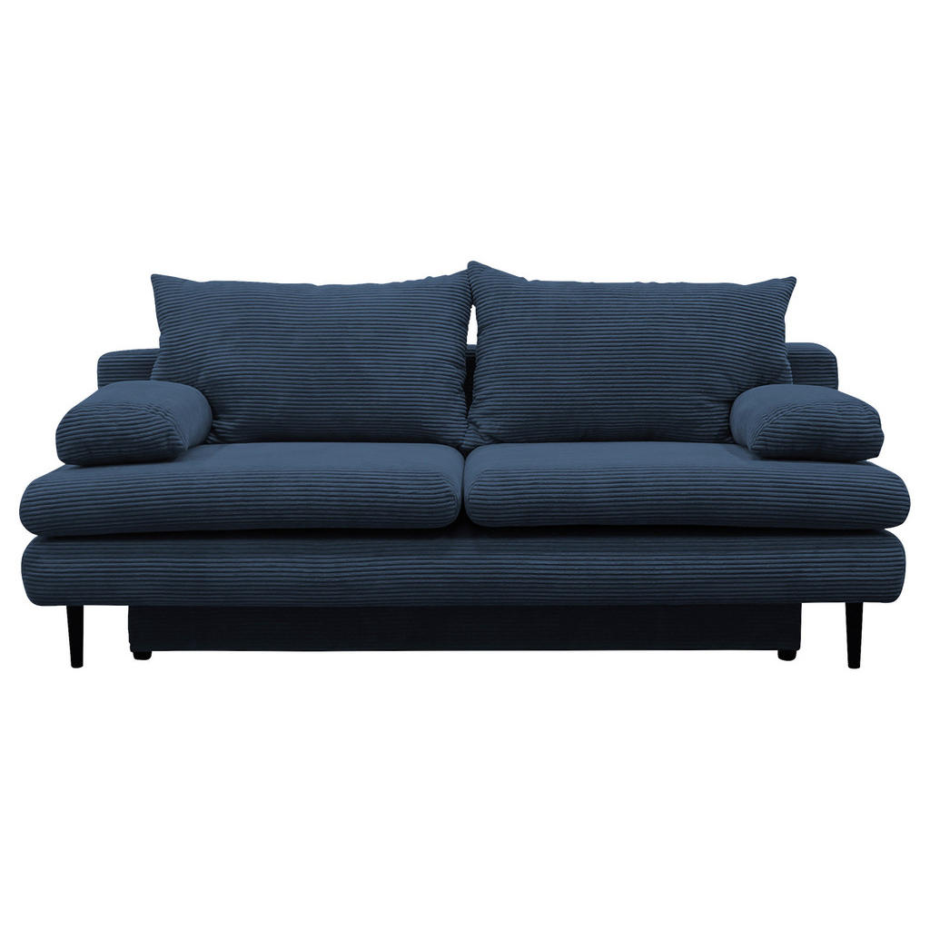 BANK MET BEDFUNCTIE, donkerblauw textiel
