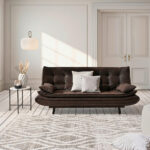 BANK MET BEDFUNCTIE, donkerbruin textiel thumbnail 2