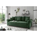 BANK MET BEDFUNCTIE, donkergroen textiel thumbnail 2
