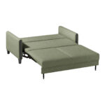 BANK MET BEDFUNCTIE, groen, zwart hout, textiel thumbnail 4