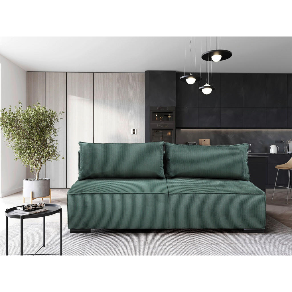 BANK MET BEDFUNCTIE, groen textiel