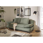 BANK MET BEDFUNCTIE, groen textiel, houten materiaal thumbnail 2