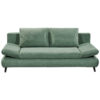 BANK MET BEDFUNCTIE, groen textiel, houten materiaal