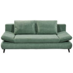 BANK MET BEDFUNCTIE, groen textiel, houten materiaal thumbnail 1