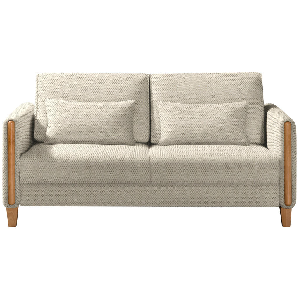 BANK MET BEDFUNCTIE, crèmekleur, beukenhoutkleur, textiel