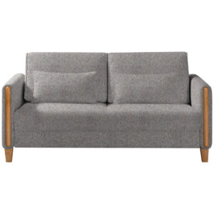 BANK MET BEDFUNCTIE, blauw, bruin, beukenhout, textiel