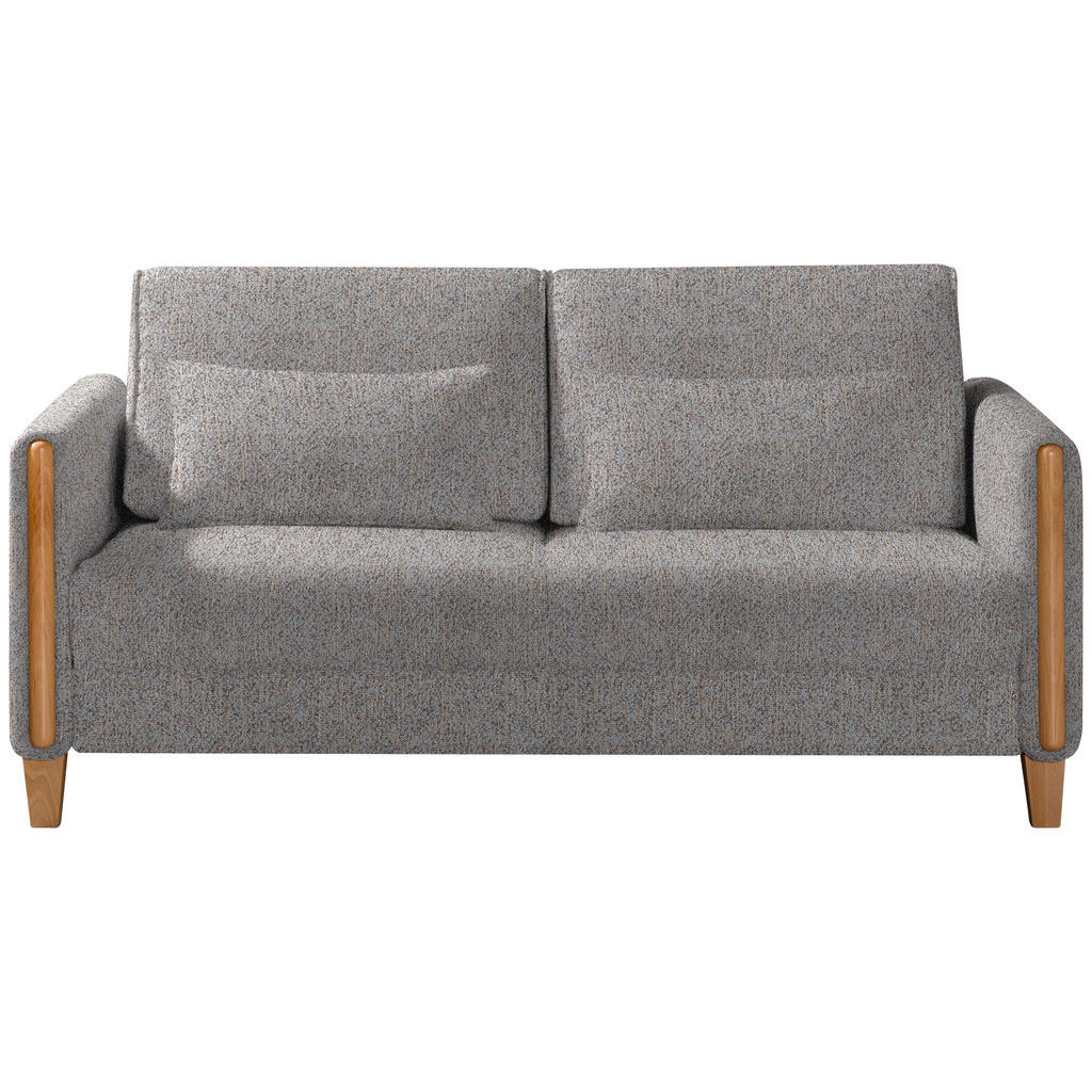 BANK MET BEDFUNCTIE, blauw, bruin, beukenhout, textiel