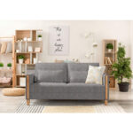 BANK MET BEDFUNCTIE, blauw, bruin, beukenhout, textiel thumbnail 2