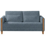 BANK MET BEDFUNCTIE, blauw, beukenkleur hout, textiel thumbnail 1