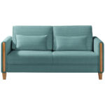 BANK MET BEDFUNCTIE, blauw, beukenkleur hout, textiel thumbnail 1