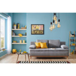 BANK MET BEDFUNCTIE, blauw, bruin textiel thumbnail 2