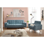 BANK MET BEDFUNCTIE, blauw textiel thumbnail 2