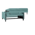 BANK MET BEDFUNCTIE, blauw, zwart hout, textiel thumbnail 5