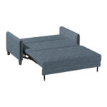 BANK MET BEDFUNCTIE, blauw, zwart hout, textiel thumbnail 4