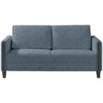 BANK MET BEDFUNCTIE, blauw, zwart hout, textiel thumbnail 6