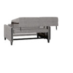 BANK MET BEDFUNCTIE, blauw, bruin, zwart hout, textiel thumbnail 6