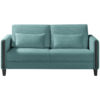 BANK MET BEDFUNCTIE, blauw, zwart hout, textiel