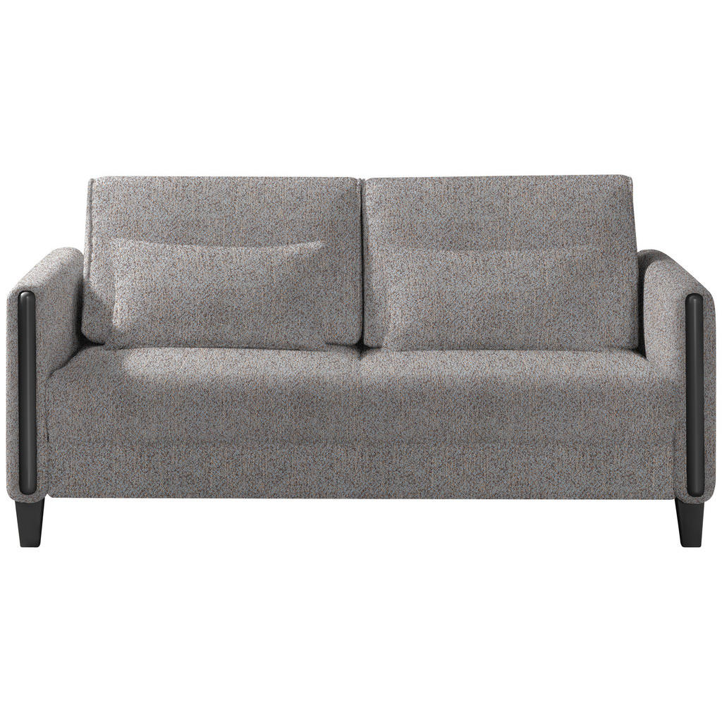 BANK MET BEDFUNCTIE, blauw, bruin, zwart hout, textiel