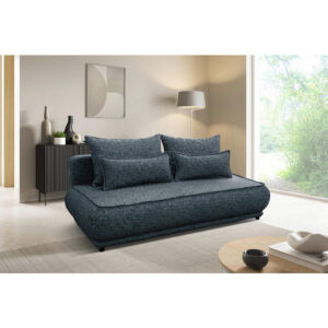 BANK MET BEDFUNCTIE, blauw textiel