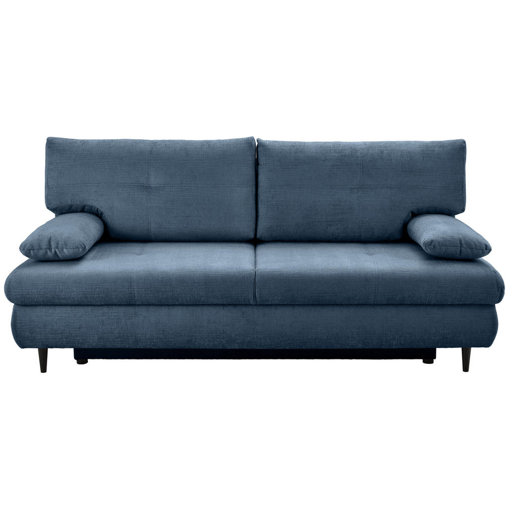 BANK MET BEDFUNCTIE, blauw textiel