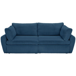 BANK MET BEDFUNCTIE, blauw textiel