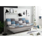 BANK MET BEDFUNCTIE, blauw, zilverkleur, donkergrijs textiel, houten materiaal thumbnail 3