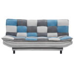 BANK MET BEDFUNCTIE, blauw, zilverkleur, donkergrijs textiel, houten materiaal thumbnail 4